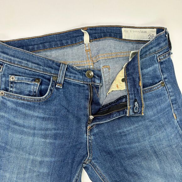 Rag & Bone the Dre Blue Denim & Plaid Flannel Patchwork Jeans Tapered Leg sz 26 - Picture 4 of 15